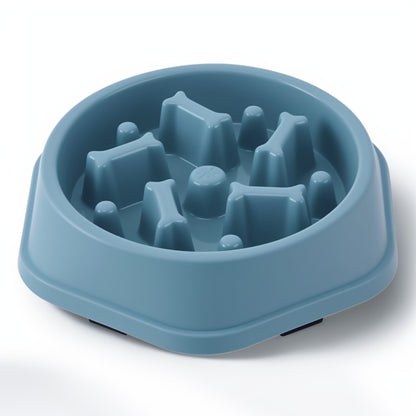 Blue non-slip slow feeding dog bowl