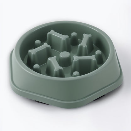 Green slow feeder dog bowl with maze design