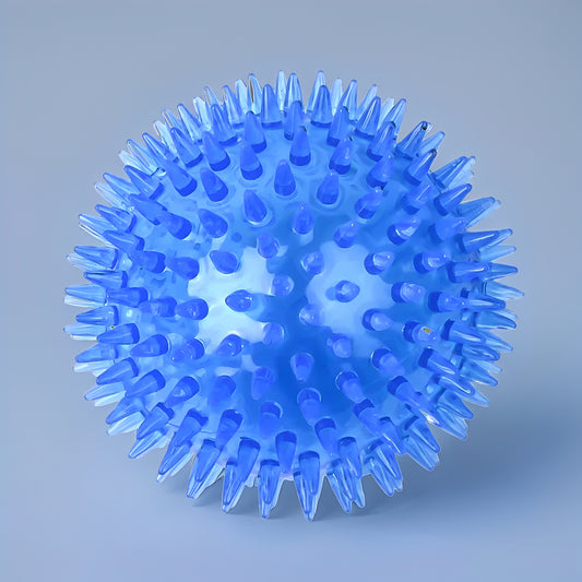 Squeaky Polka Dog Ball in blue color