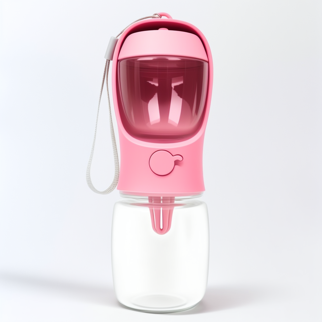 2-in-1 Portable Dog Water & Food Bottle in pink color