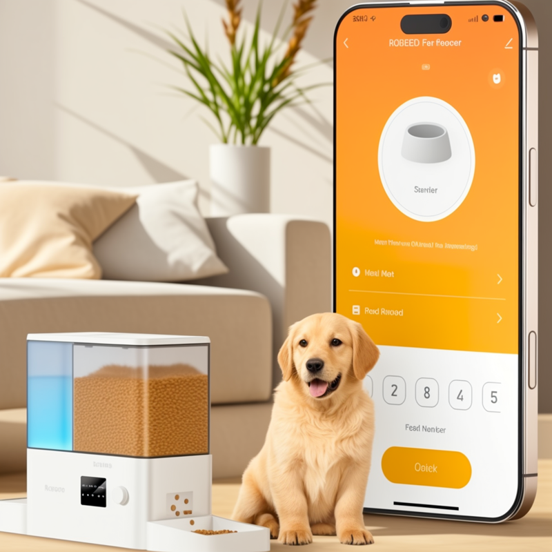 compact design of 2-in-1 pet feeder and water dispenser