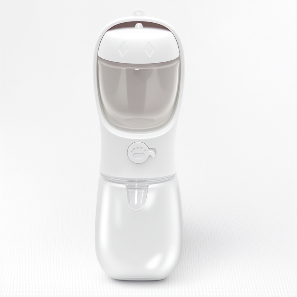 2-in-1 Portable Dog Water & Food Bottle in white color