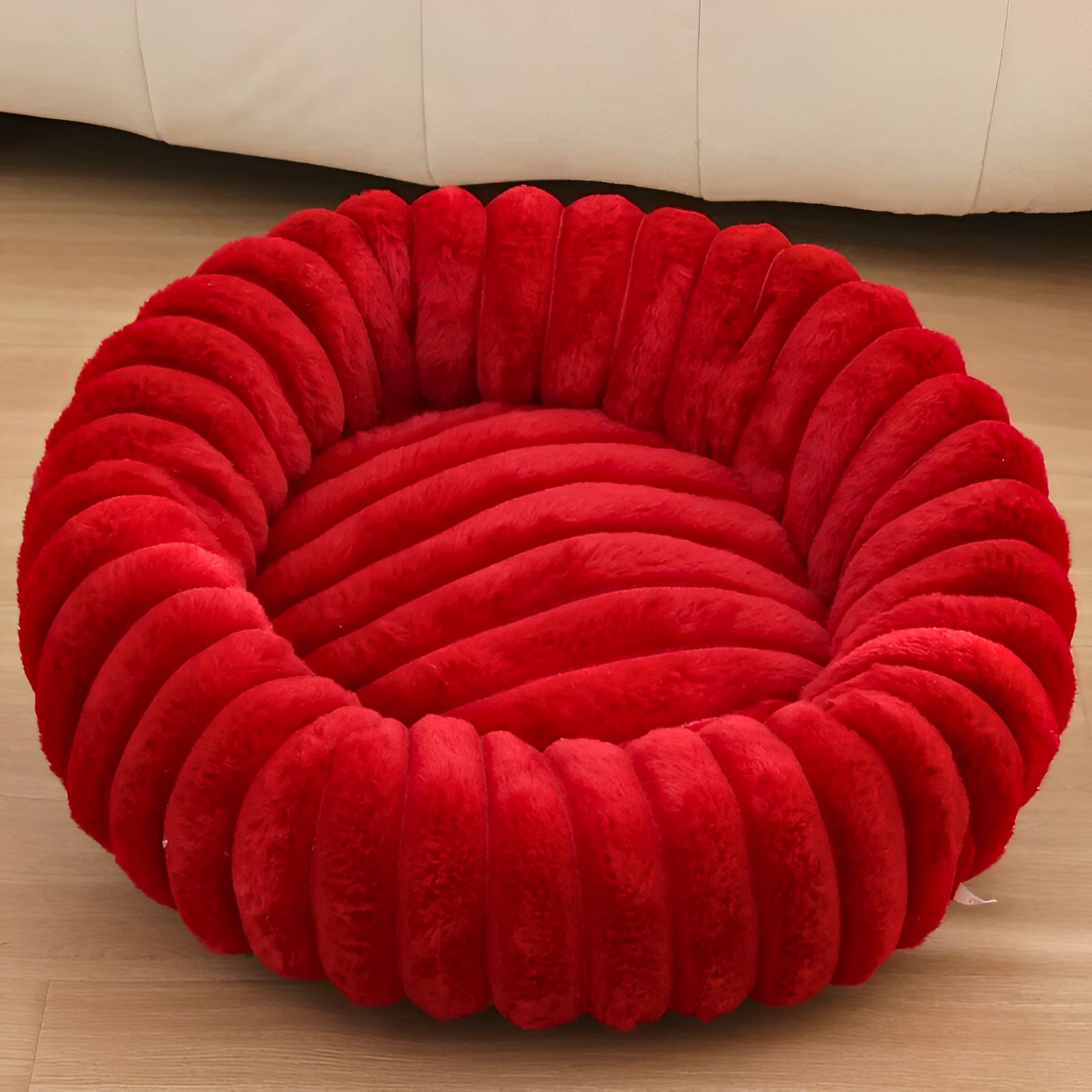 Donut Dog Bed in red color