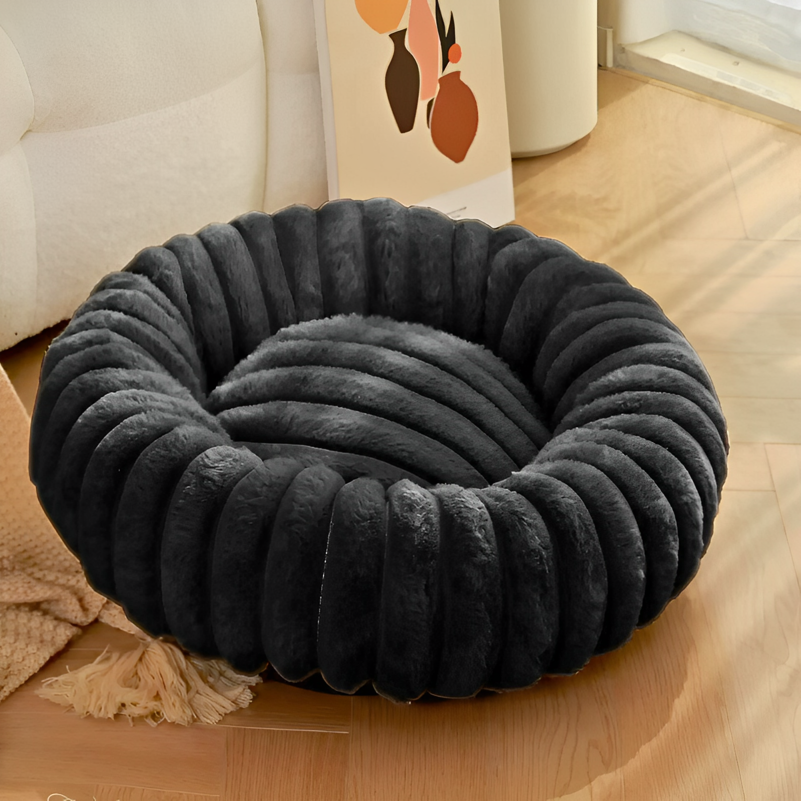 Donut Dog Bed in black color