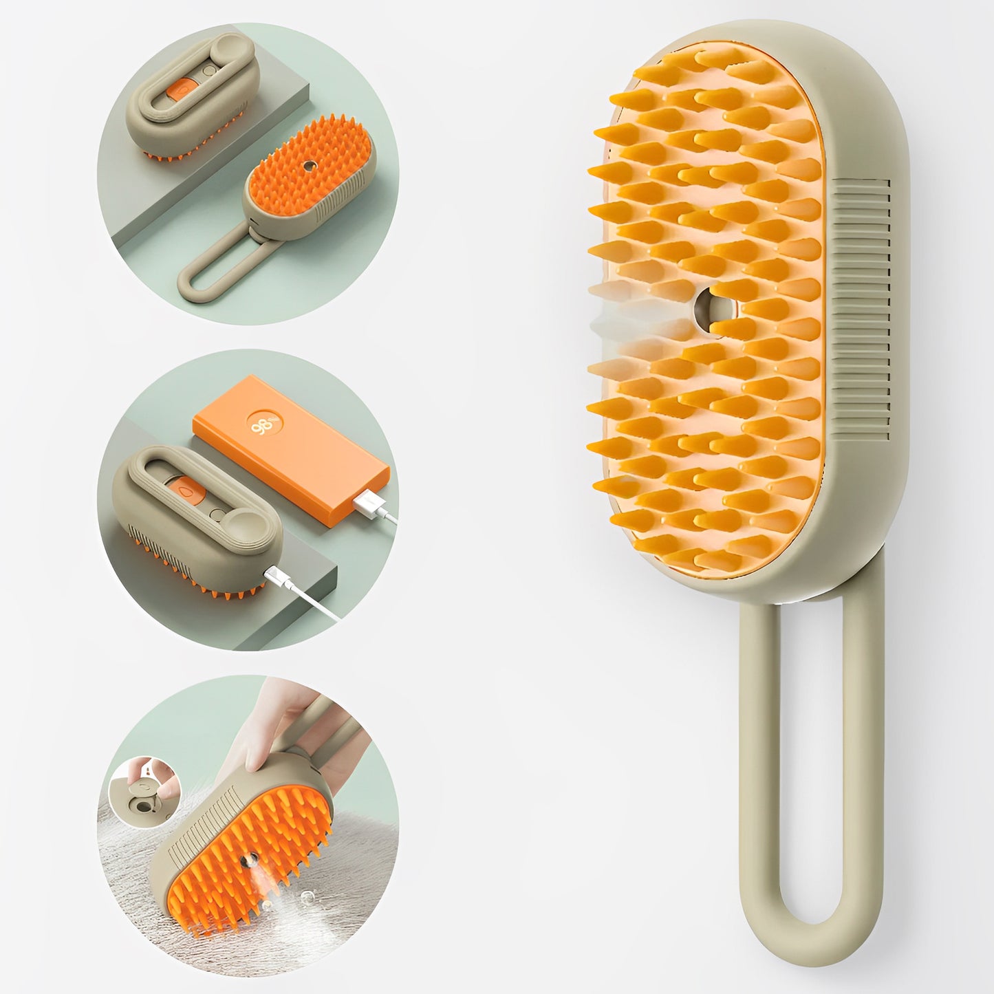 3-in-1 Dog Steam Brush in coffee color