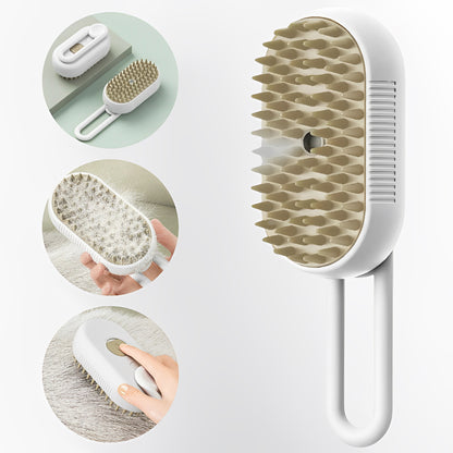 3-in-1 Dog Steam Brush in white color