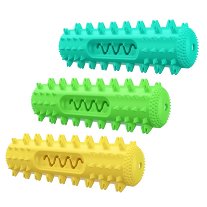 Three textured rubber rollers in teal, green, and yellow on a white background