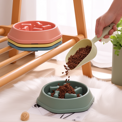 Close-up of slow feeder bowl with food