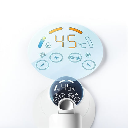 Digital temperature control panel with display on a white background
